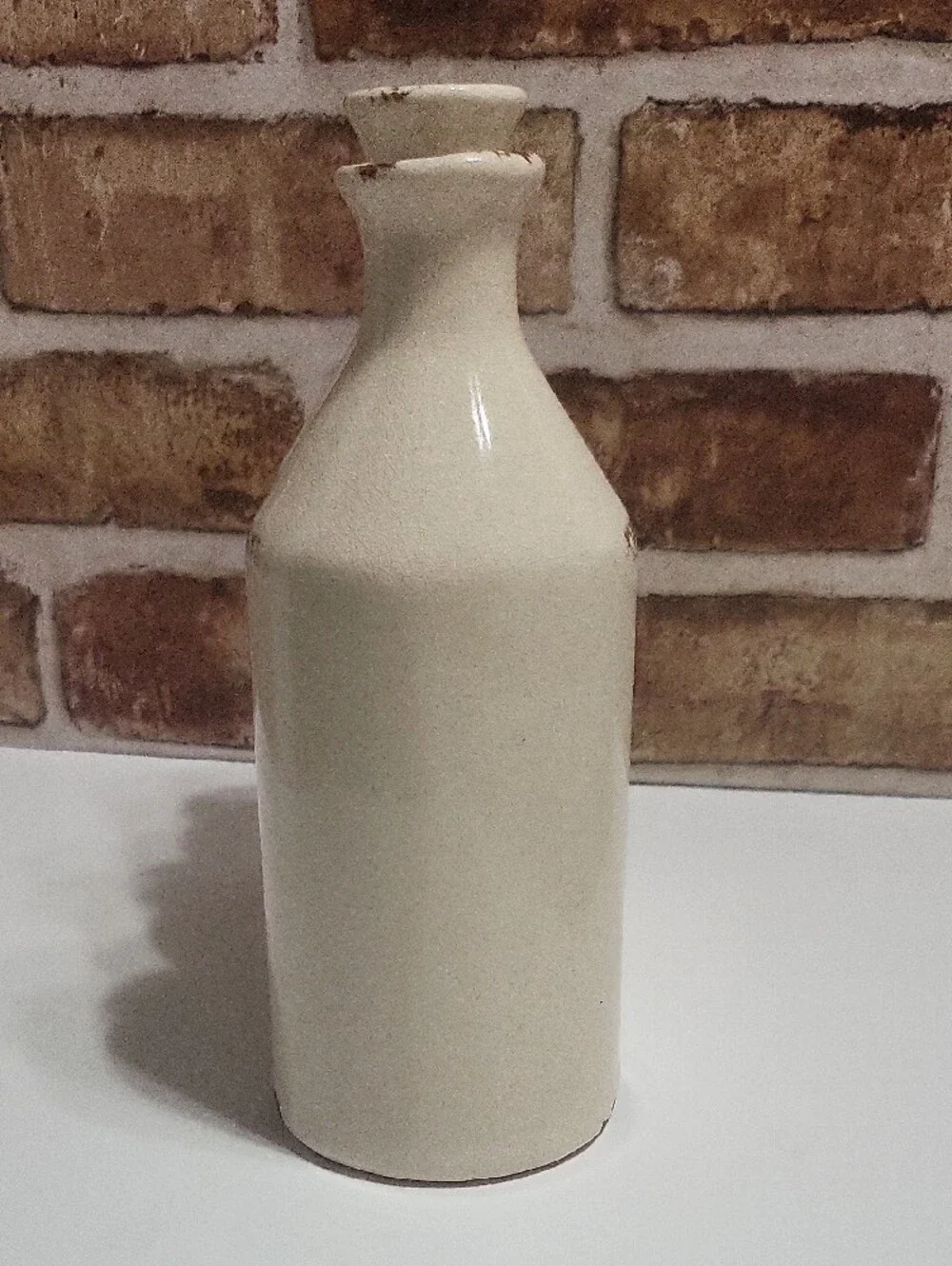 Cost Plus World Market Cream Triple Bottle Ceramic Vase